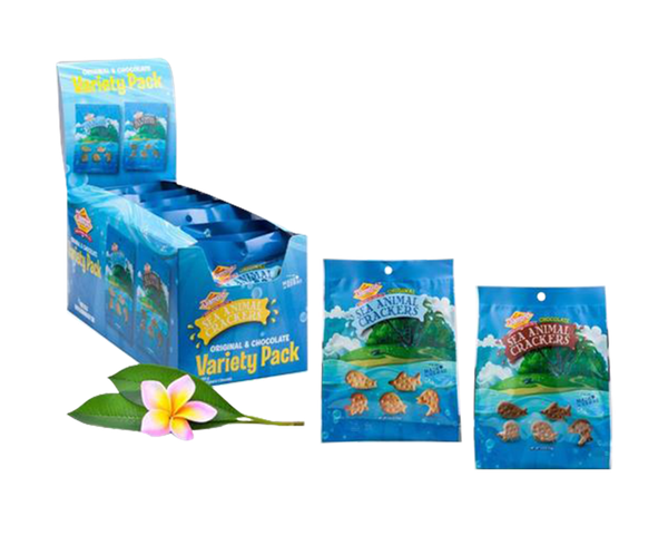 Hawaiian Sea Animal Crackers Variety Pack (5/0.8oz Original and 4/0.8oz Chocolate)